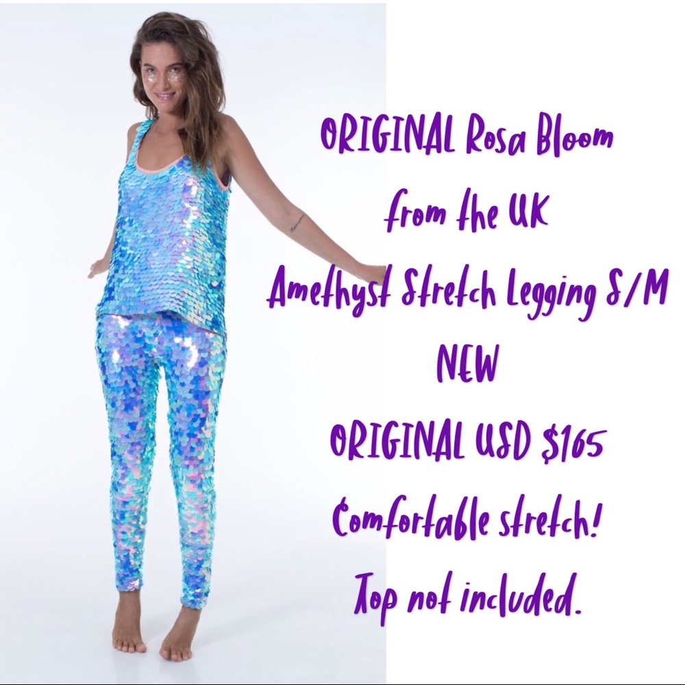 Rosa Bloom Sequin Leggings Pants Amethyst S/M NWT!